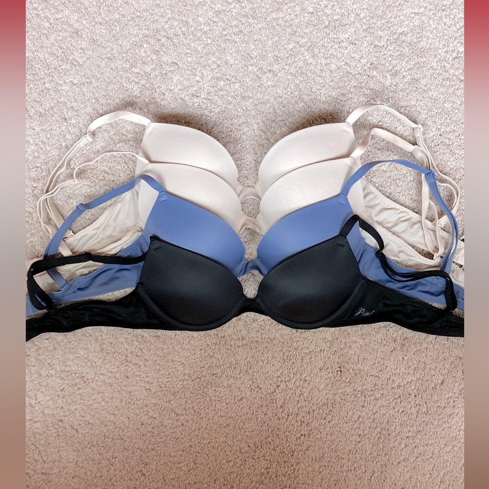 (4) Victoria’s Secret Wear Everywhere Super Push Up bras- 34A